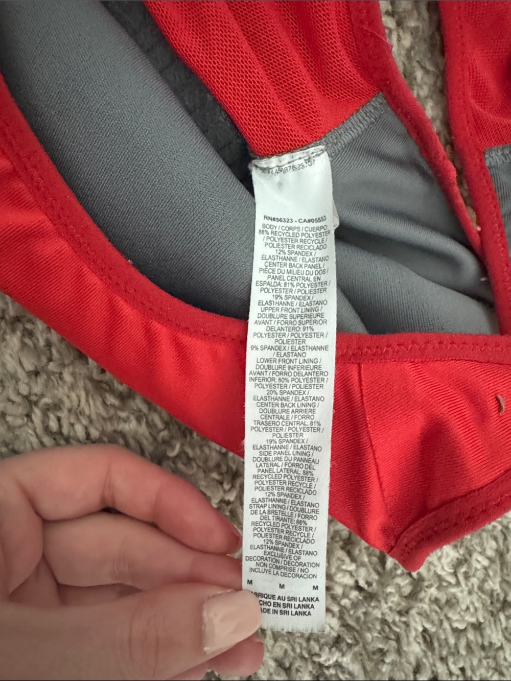 Nike Red Racerback Sports Bra with White Swoosh Logo - Picture 2 of 5